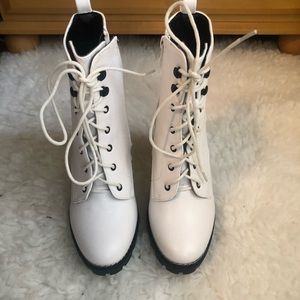 MOVING SALE! White Lace Up Heeled Combat Boots